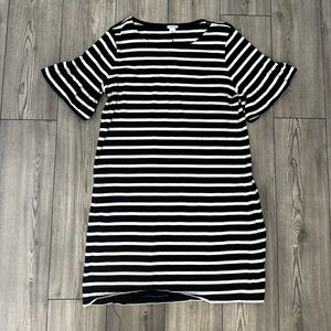 J. Crew Black and White Striped Tee Dress